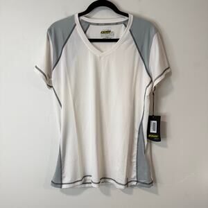Klim Women's Advantage Tech Tee Shirt White Gray‎ XLarge NEW V Neck